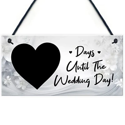 Image of Red Ocean Days Until The Wedding Day Countdown Plaque For Bride To Be Engagement Gifts Friend Fiance Mr And Mrs Count Down Decor Signs