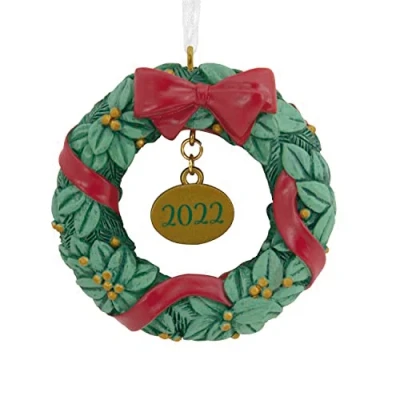 Image of Hallmark Festive Wreath with 2022 Charm Christmas Ornament