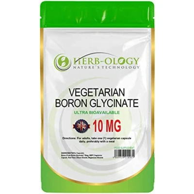 Image of HB Boron Supplement 360 Vegan Chelated Capsules 10mg Bioavailable Glycinate per Serving Non GMO, Gluten &amp; Allergen Free Manufactured in The UK