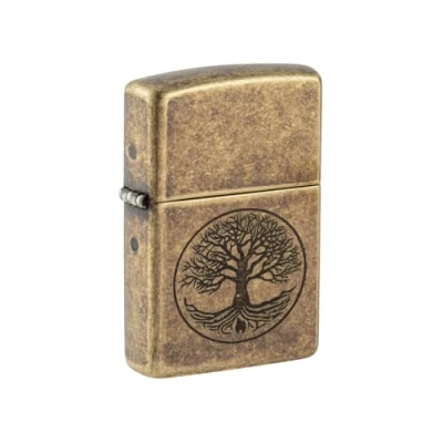 Image of Zippo Windproof Lighter Metal Long Lasting Best with Fluid Refillable Perfect for Cigarettes Cigars Candles Pocket Starter Tree of Life