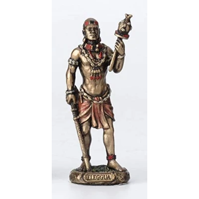 Image of Veronese Design 3 1/2 Inch Ellugua Santeria Orisha God of Travelers, Crossroads and Fortune Cast Resin Hand Painted Antique Bronze Finish Statue Home Decor