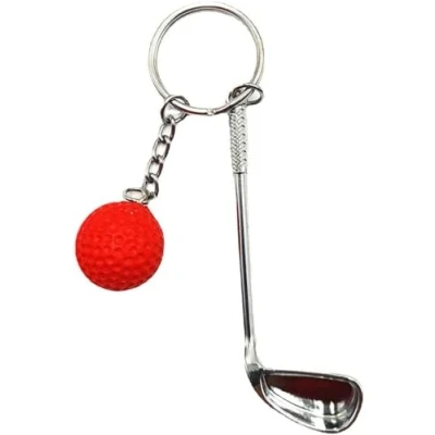 Image of NISCAYA Mini Golf Club Ball Keychain Metal Car Phone Holder Bag Pendant Key Chain Keyring Sports Split Ring for Sport Lovers Fans Gift Keychains