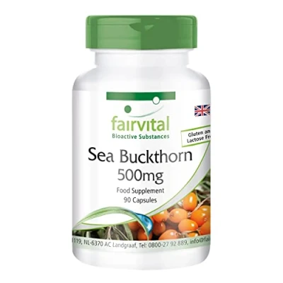 Image of Fairvital Sea Buckthorn Capsules 500mg HIGH Dosage Vegan 90