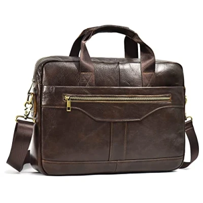 Image of newsbirds Laptop Bag for Men, 15.6 inch Men Briefcase Computer Sleeve Case Leather Shoulder Messenger Women Travel Outdoor Business Office Hangbag Laptop, 3317 Brown