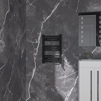 Image of NRG Black Straight Central Heating Towel Rail Bathroom Heated Rad Radiators Ladder Warmer 600x400mm