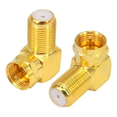 Image of Boobrie Right Angle F Type Connector TV Aerial Male to Female Coaxial Adapter RG6 Plug Socket Coupler 90 degree Satellite SKY Virgin Wall Mounted Cable Pack of 2