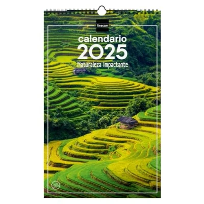 Image of Finocam Calendar Pictures of Spiral Wall to Write 2025 Month View January December (12 months) Nature Spanish