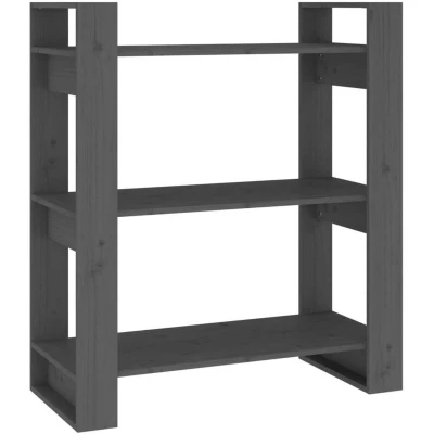 Image of vidaXL Solid Wood Pine Book Cabinet/Grey Room Divider Versatile, Ample Storage Space, Adjustable, Durable &amp; Sturdy Frame