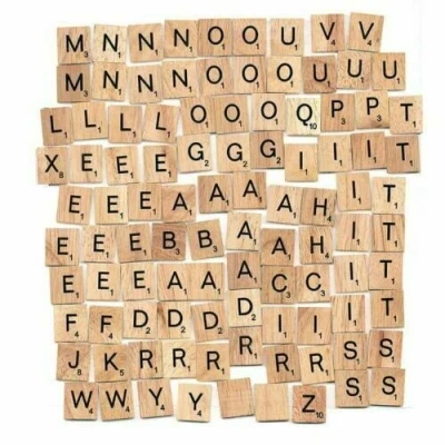 Image of Walgreen Xample 26 Letters 200 Wooden Scrabble Tiles Wood Black Numbers Board Crafts Genuine