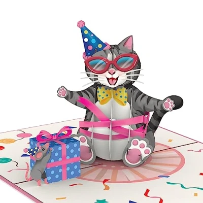 Image of papercrush® Pop Up Card Birthday Cat Funny 3D with for Wife, Girlfriend &amp; Girls Special Congratulations Motif the of Lovers