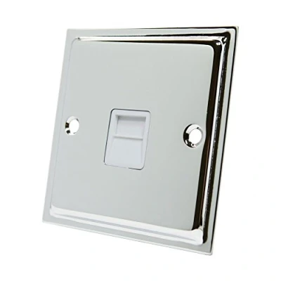 Image of Slimline Polished Chrome Telephone Slave Socket White Insert BT Phone Extension Secondary