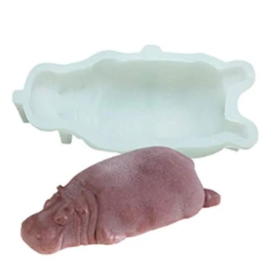 Image of 3D Animal Silicone Mould, Hippo Shape Mousse Fondant Cake Decoration Tool, Baking Pudding Chocolate Pastry Mould Tray,Handwork Soap Candle Making Mold, DIY Pan,Craft Clay Plaster Mold