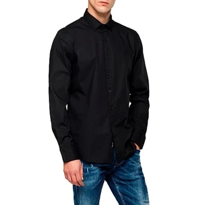 Image of Replay men&#039;s long sleeved shirt with stretch, black (Black 098), XXL