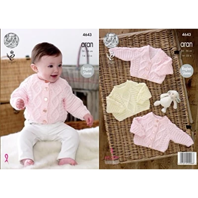 Image of King Cole 4643 Knitting Pattern Baby Cardigans and Sweater in Comfort Aran