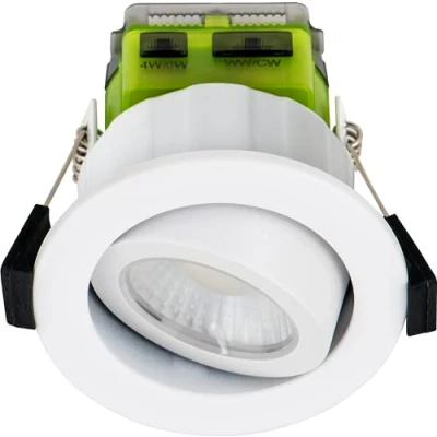 Image of Luceco FType Adjustable Mk2 Power Change and Colour Temperature Downlight, 4W/6W, 3000K Dim2Warm, IP65 Rated, White