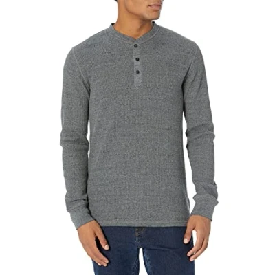 Image of Amazon Essentials Men&#039;s Regular Fit Long Sleeve Waffle Henley Shirt, Charcoal, M