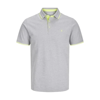 Image of JACK &amp; JONES Men&#039;s Male Einfarbig Poloshirt Polo Shirt, Light Grey Mix, L