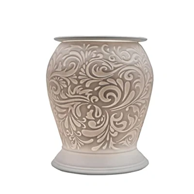 Image of Porcelain Barrel Electric Melt Burner, Finesse Swirl Pattern Cello Wax Burners Safe For Use Around Children And Pets As A Burner Or An Oil Transform Your Home Fragrance.