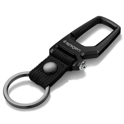Image of Spigen Carabiner Clip, Key Chain Bottle Opener, Keychain Ring, Keyring for Ladies and Men Black