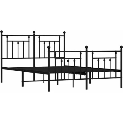 Image of vidaXL Metal Bed Frame without Mattress with Footboard Black 140x200cm