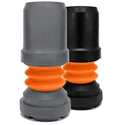 Image of Flexyfoot Shock Absorbing Walking Stick Ferrule Choice of Sizes &amp; Colours Improves Grip, Safety, Reduces Slips, 22mm Black