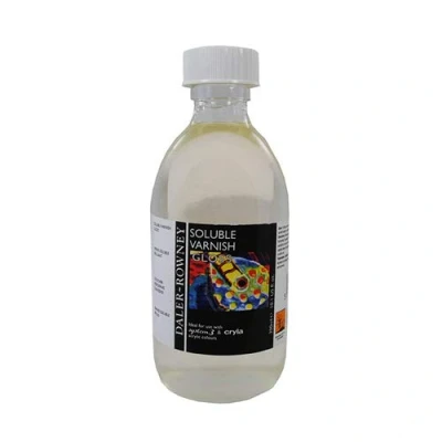 Image of Daler Rowney Acrylic Medium, Glass Jar, 10.14oz 300 ml, Gloss Soluble Varnish