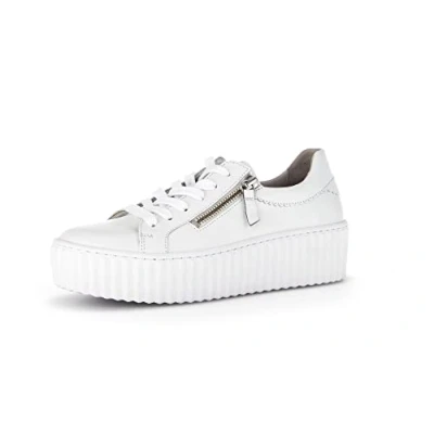 Image of Gabor Women Trainers, Ladies Low Tops,Removable Insole,Platform Sole,Leisure,Low Shoe,Street Shoe,lace up Shoe,White (Weiss),38.5 EU / 5.5 UK