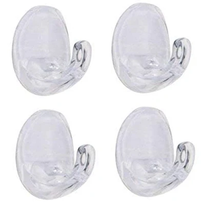 Image of Merriway BH06879 (4 Pcs) Clear Plastic 40mm Small Oval Shape Self Adhesive Hook Pack of 4 Pieces