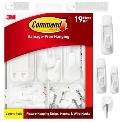 Image of Command Variety Pack, Picture Hanging Strips, No Tools Wire Hooks and Utility Hooks, Damage Free Pack for Up to 19 Back School Dorm Organizers, 1 Kit