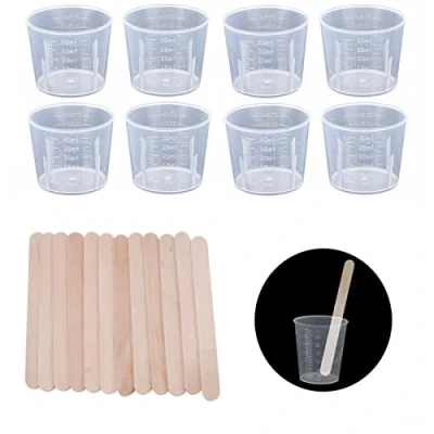 Image of 50 PCS 30ml Plastic Mixing Cups with 11. 4cm Sticks Measuring Cups, Jugs Transparent Reusable Cup for Resin Paint Stain Epoxy