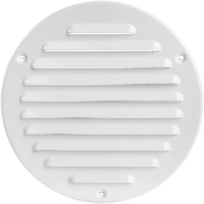 Image of Vent Systems 125 mm / 4.92&quot; Inch White Metal Cover Round Soffit Air Louver Grille Built in Insect Screen HVAC Vents for Bathroom, Home Office, Kitchen