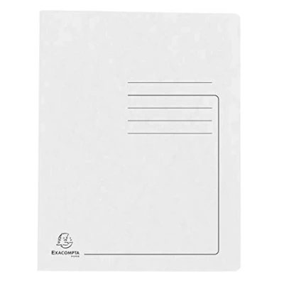 Image of Exacompta Ref 39982E Flat Bar File Suitable for A4 Documents, Pre Printed Cover, 355gsm Heavyweight Mottled Pressboard, 30mm Spine, Metal Spring Mechanism White