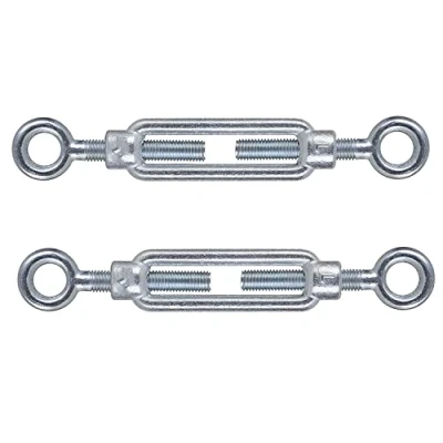 Image of M8 x 110mm Eye &amp; Steel Turnbuckles Wire Tensioner Strainer Closed Hook Threaded (Pack of 2)