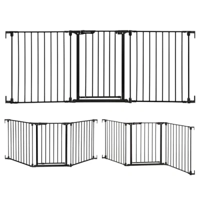 Image of Dreambaby Discovery 3 Panel FLEX Configure Adapta Folding Child Safety Gate Fits Opening from 74.5cm 195cm wide and 74cm Tall with Smart Stay Open Feature &amp; One Way Stopper Black