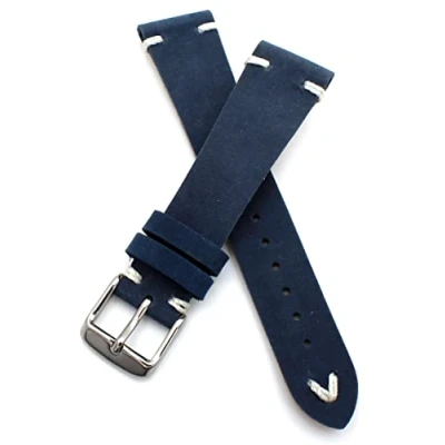 Image of Sulla BS Watch Strap 18 mm 19 22 vintage Retro Look Genuine Leather, blue, mm, Retro,