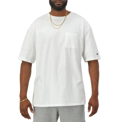 Image of Champion Men&#039;S Classic Pocket T Shirt, Crewneck Tee, Soft Shirt (Big &amp; Tall), White, 3XL Big