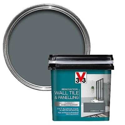 Image of V33 Renovation Wall Tile &amp; Panelling Paint Charcoal Grey 750ml For High Moisture Surfaces Resistance to Temperature Variations Washable Easy Maintenance Resistant Cleaning Products