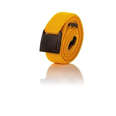 Image of Olata Fully Adjustable Unisex Elasticated Belt with Plastic Clip Buckle. Yellow