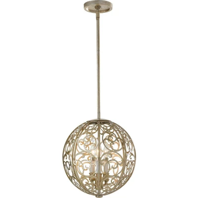 Image of Arabesque 3 Light Ceiling Chandelier Pendant Silver Leaf, E14