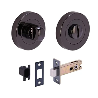 Image of HANDLEZONE® Bathroom Toilet Door Thumb Turn and Release Deadbolt Kit Black Nickel 76mm Bolt with 57mm Backset