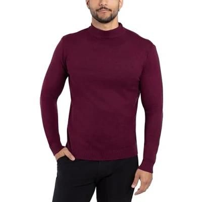 Image of X RAY Men&#039;s Soft Slim Fit Turtleneck, Mock Neck Pullover Sweaters for Men, (Big &amp; Tall), Plum Neck, Large