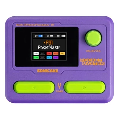 Image of SONICAKE Pocket Master Guitar Bass Amp Modeling IR Cabinets Simulation Multi Effects with Stereo OTG USB Audio Interface BT 1.77&quot; LCD Color Screen (Purple)