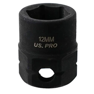 Image of 12mm Metric Stubby 3/8 Drive Shallow Impact Socket Hex Shank 25mm Depth