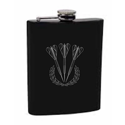Image of Lucy G BLACK DARTS HF1 PERSONALISED ENGRAVED 6OZ HIP FLASK