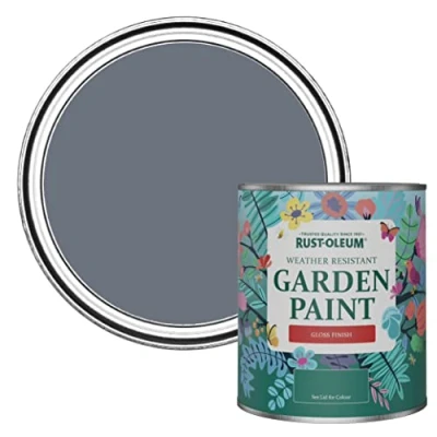 Image of Rust Oleum Grey Mould Resistant Garden Paint In Gloss Finish Marine 750ml