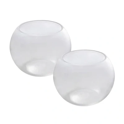 Image of simpa 19cm Clear Glass Fish Bowl Round Centerpiece Display Vase Terrarium, Sphere Bubble Ball Flower Set of 2