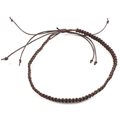 Image of Men&#039;s Tribal Surfer Handmade Cotton Macrame Adjustable Anklet in 5 Colours (Dark Brown)