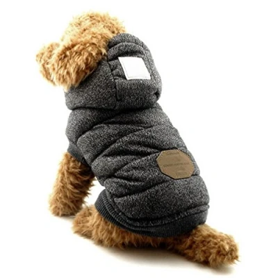 Image of SELMAI Hoodies for Cats Dog Coats Winter Warm Jackets Cotton Clothing Fleece Pet Clothes Dogs Small Girls Boys Chihuahua Puppy Yorkie Walking Playing Outdoor Cold Weather Windproof Gray L