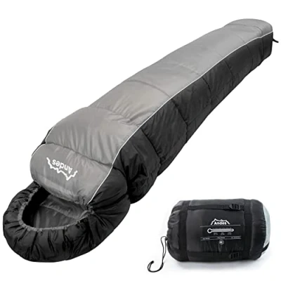 Image of Andes Nevado 400 XL 4 Season Camping Mummy Sleeping Bag Black/Grey