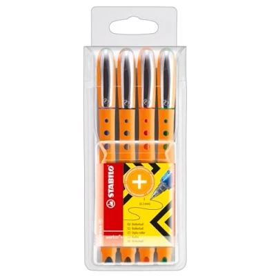 Image of Rollerball STABILO worker+ Fine Wallet of 4 Assorted Colours